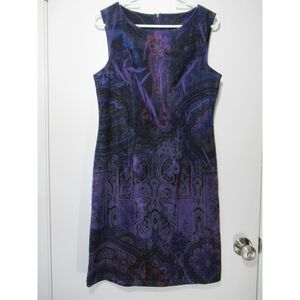 Connected Apparel Purple Paisley Sleeveless Sheath Dress 8 Y2K